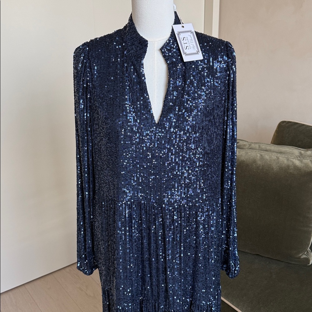 Sail to Sable STS Anne Midnight Navy Midi Dress NWT Size Large - Picture 3 of 11